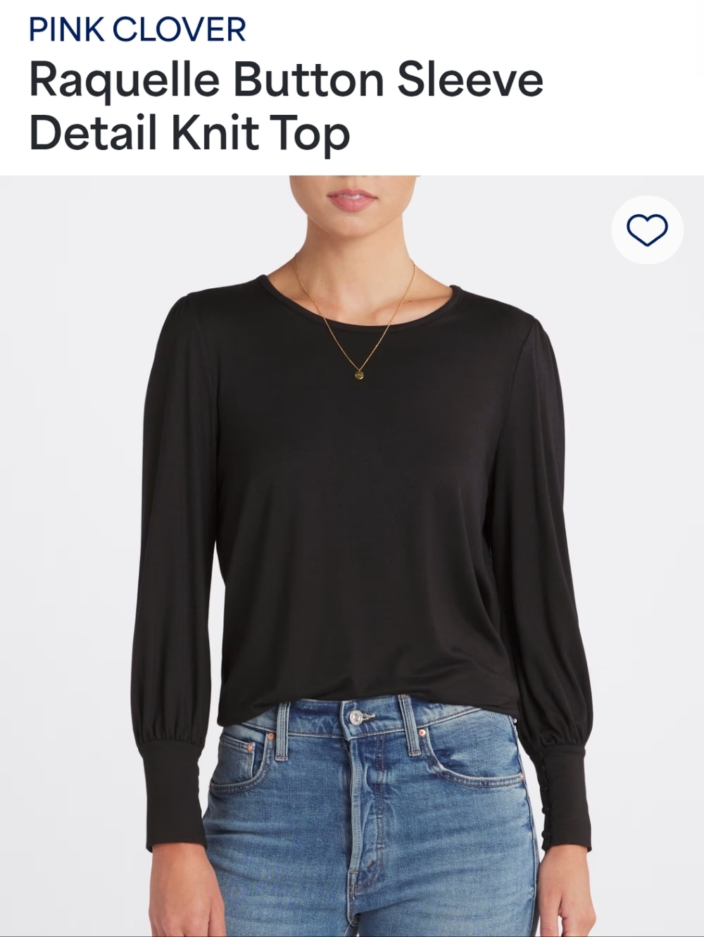 NWT Pink Clover Raquelle Button Sleeve Detail Knit Top - Black XXL